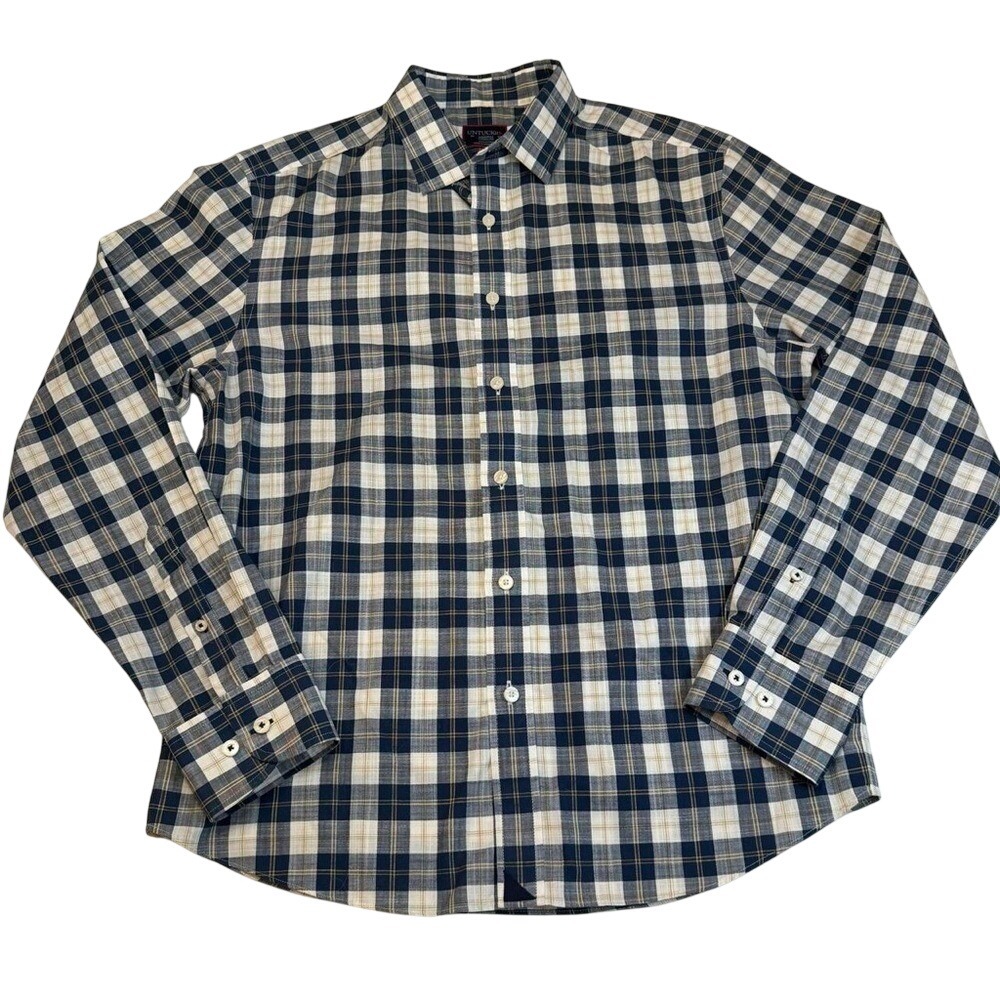 UNTUCKit Denner Plaid Shirt Men's M Blue Button Down Long Sleeve‎ Preppy Office